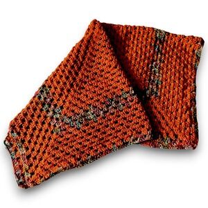 Hand Crocheted Blanket Baby Lap Afghan Burnt Orange Assort Colors 36"x39" NWOT